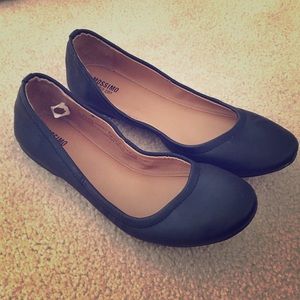 Black Faux Leather Ballet Flats